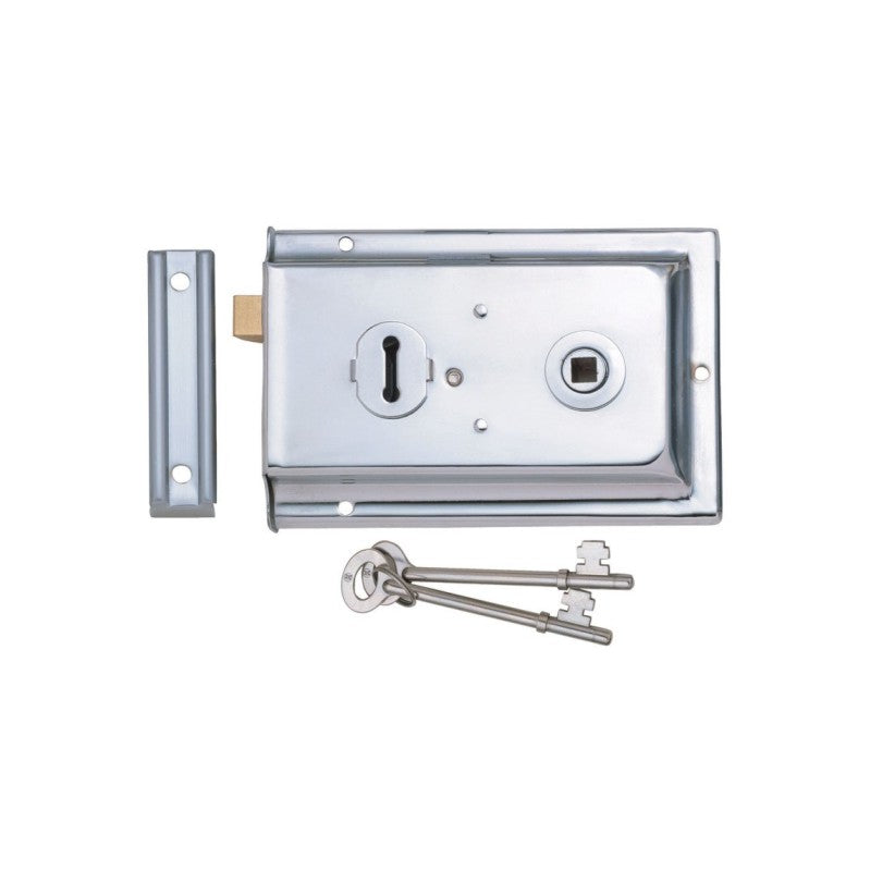 Iron Rim Lock - Fluted Polished Chrome