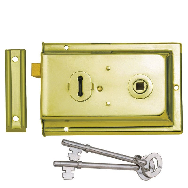 Iron Rim Lock - Fluted Electro Brass