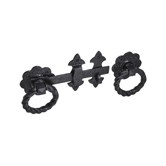 8"Fleur de Lys Twisted Ring Gate Latch