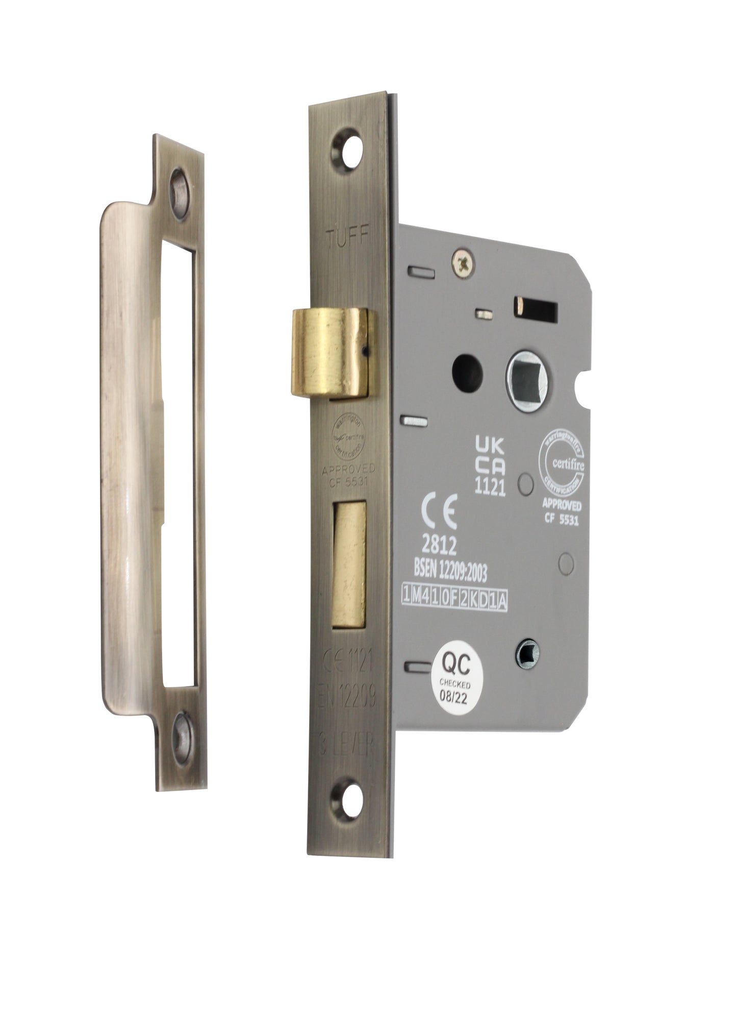 2.5" CE 3 Lever Bathroom Lock FD60 - Antique Brass