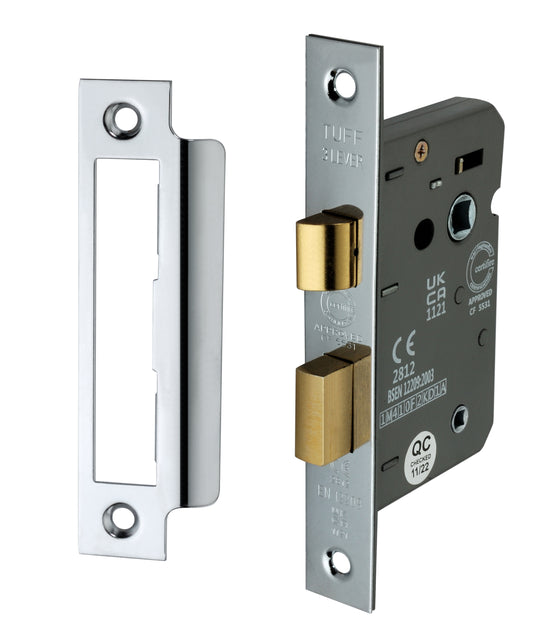 2.5" CE 3 Lever Bathroom Lock FD60 - Polished Chrome