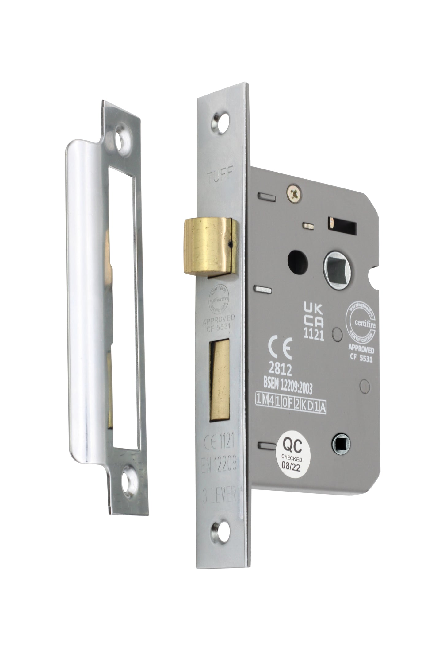 2.5" CE 3 Lever Bathroom Lock FD60 - Polished Nickel