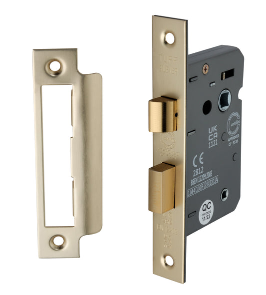 2.5" CE 3 Lever Bathroom Lock FD60 - Satin Brass