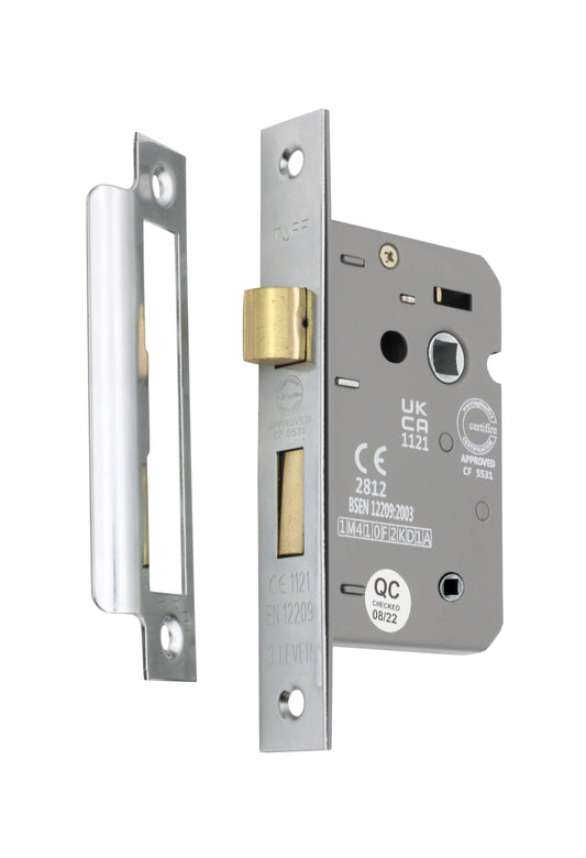 3" CE 3 Lever Bathroom Lock FD60 - Polished Nickel