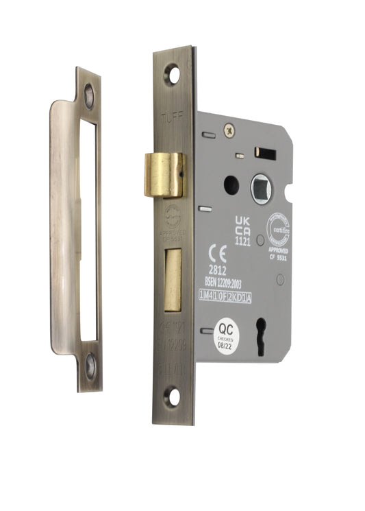 2.5" CE 3 Lever Mortice Sash Lock FD60 - Antique Brass