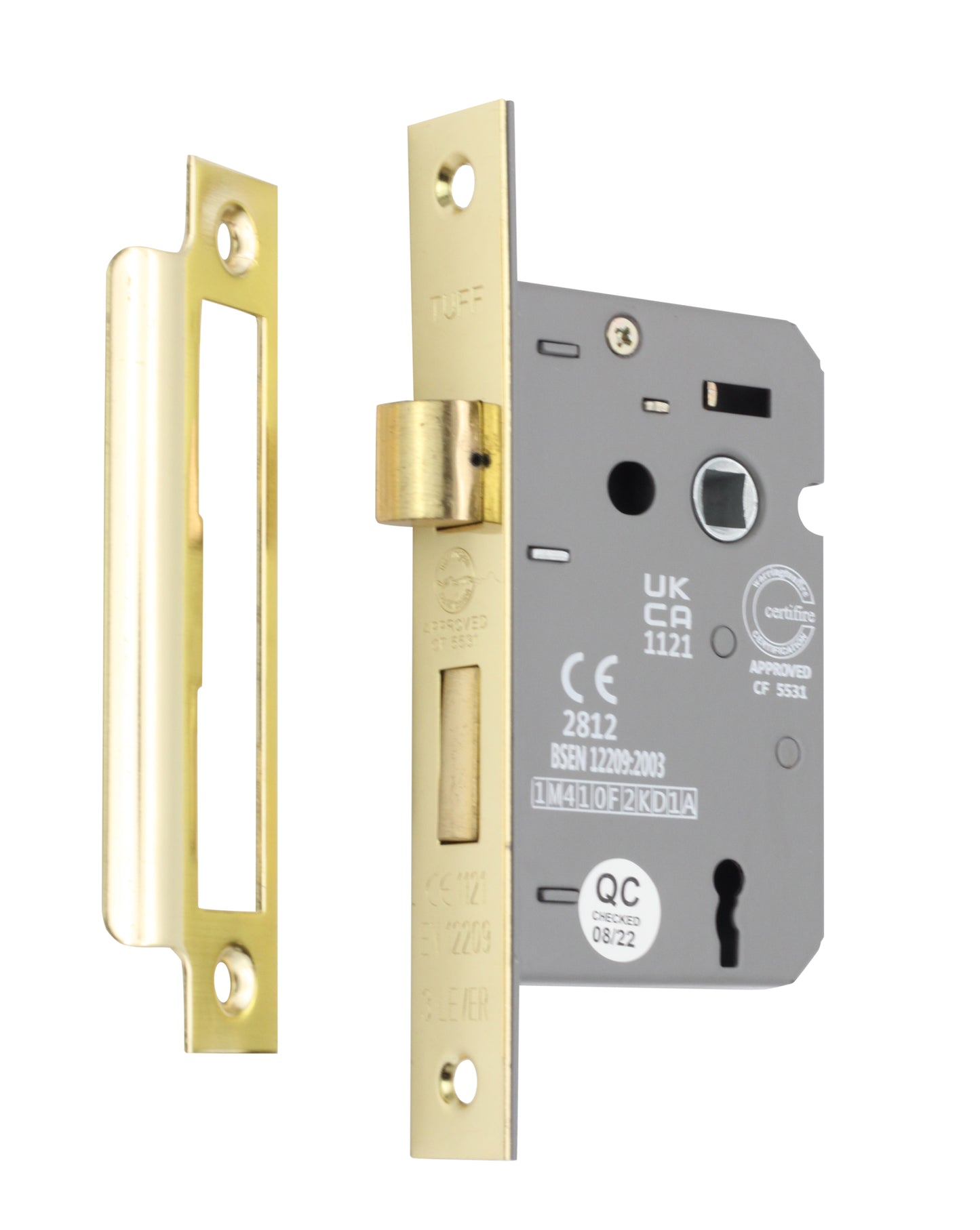 2.5" CE Euro Profile Mortice Sash Lock - Electro Brass