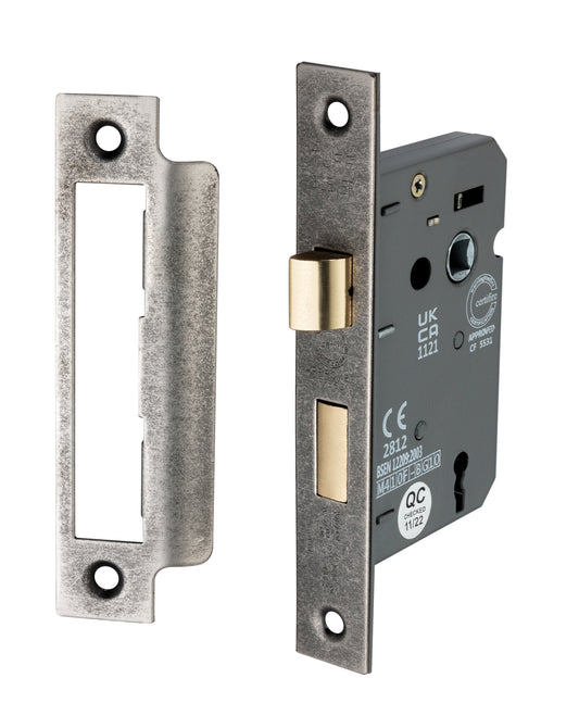 2.5" CE 3 Lever Mortice Sash Lock FD60 - Pewter