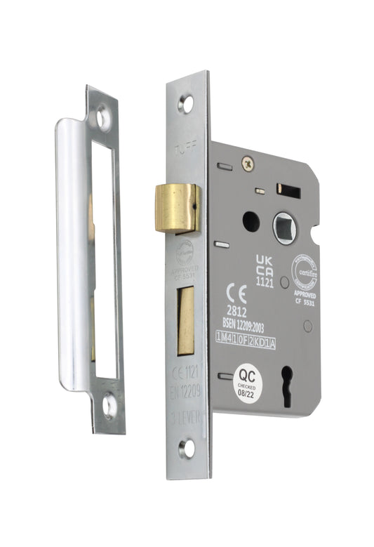 2.5" CE 3 Lever Mortice Sash Lock FD60 - Polished Nickel