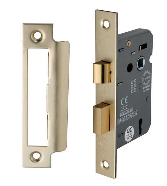 2.5" CE 3 Lever Mortice Sash Lock FD60 - Satin Brass