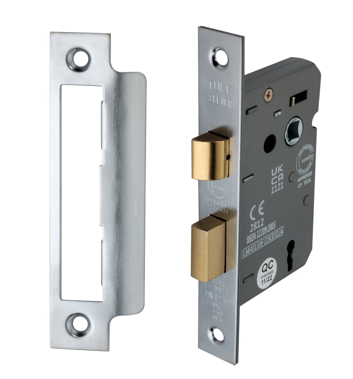 3" CE 3 Lever Mortice Sash Lock FD60 - Satin Chrome