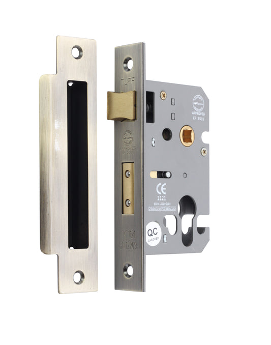 2.5" CE Euro Profile Mortice Sash Lock - Antique Brass