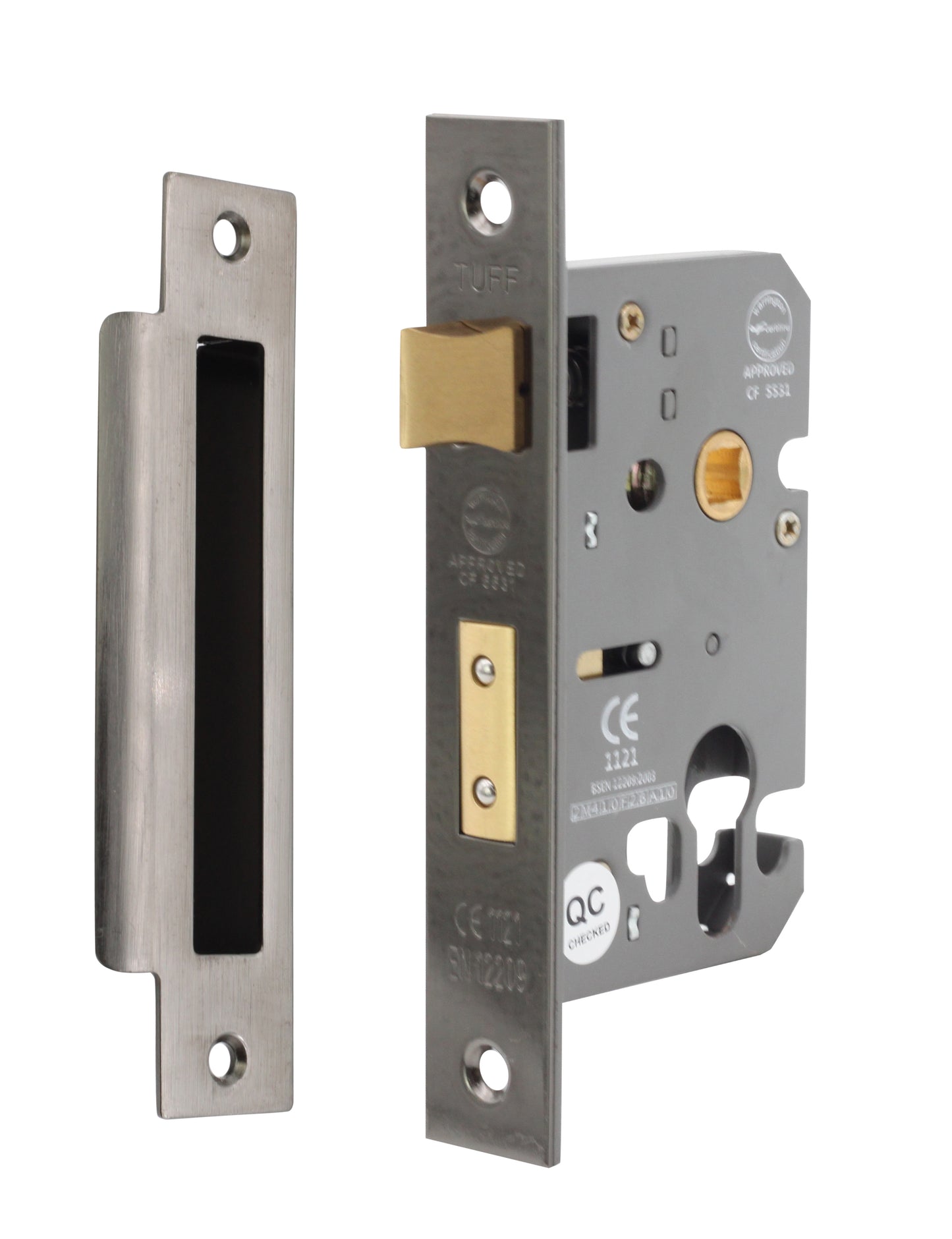 2.5" CE Euro Profile Mortice Sash Lock - Black Nickel