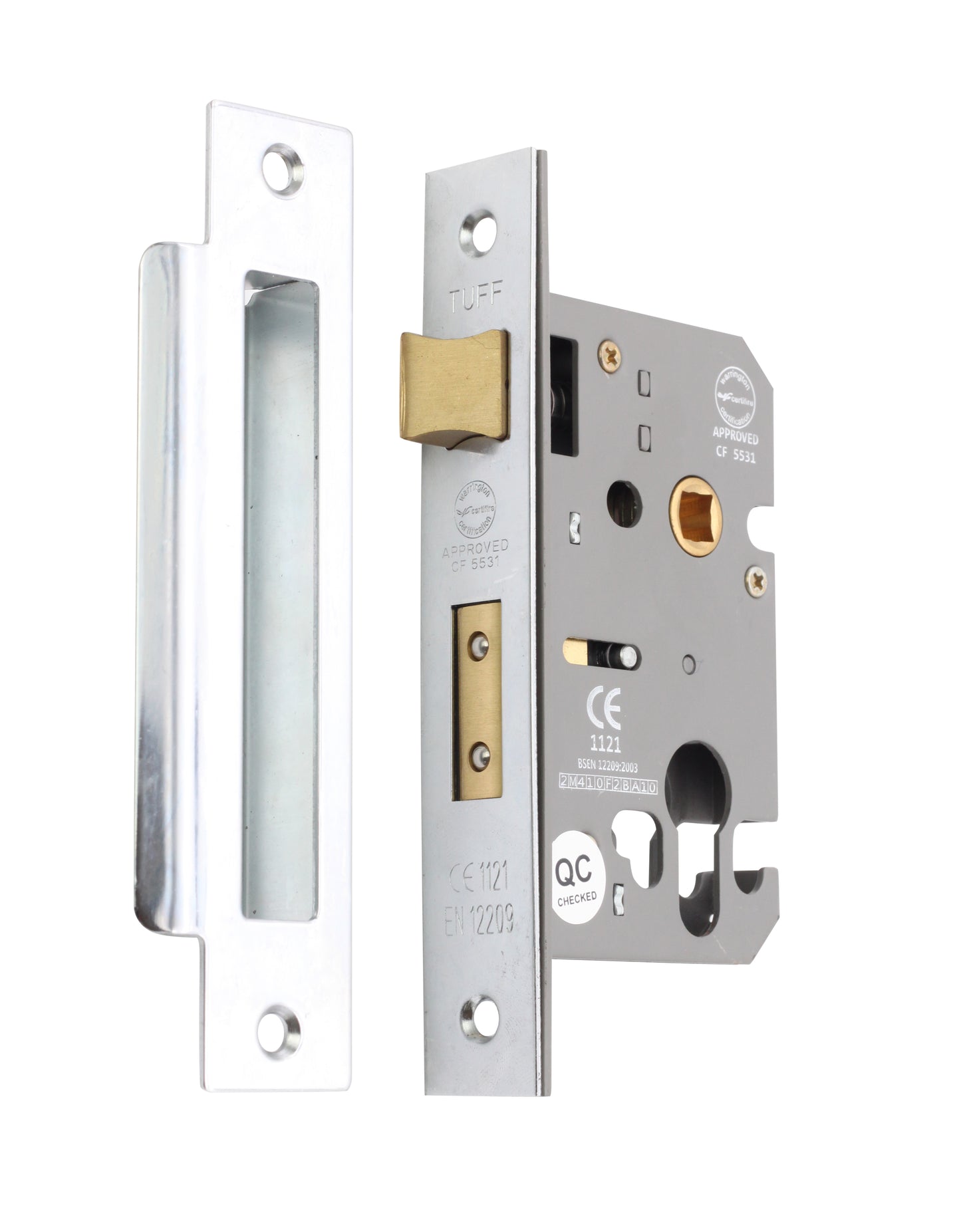 2.5" CE Euro Profile Mortice Sash Lock - Polished Chrome