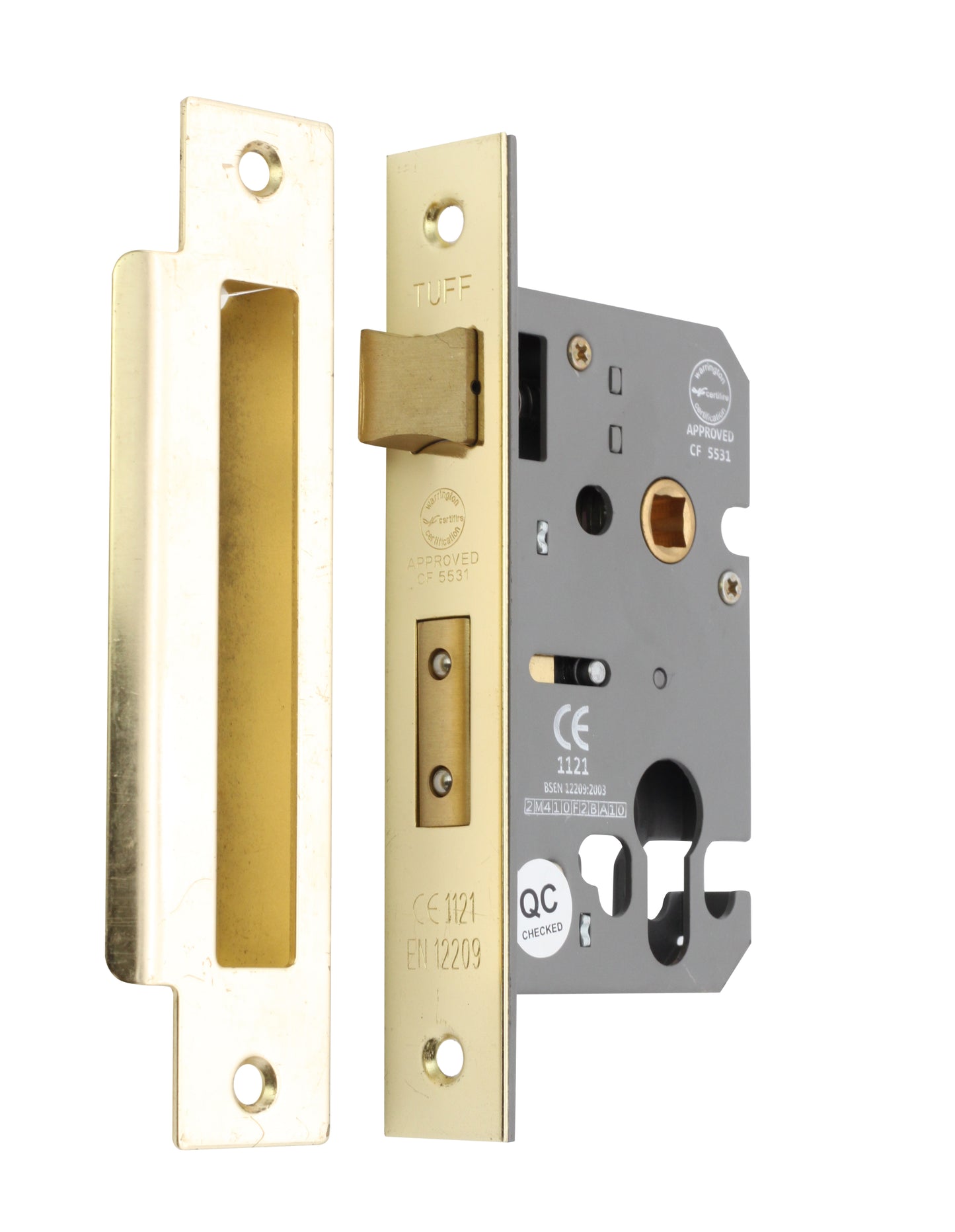 3" CE Euro Profile Mortice Sash Lock - Electro Brass