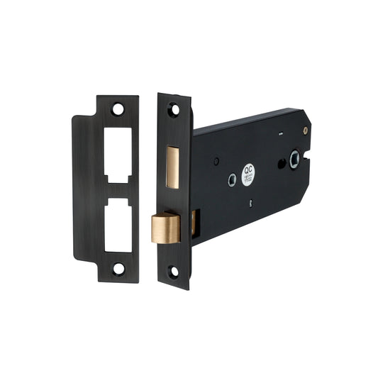 3 Lever Horizontal Bathroom Lock 6" - Matt Black