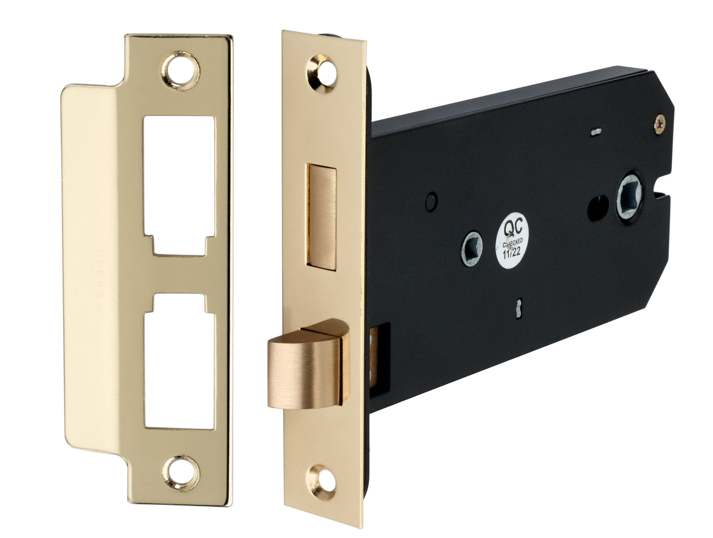 3 Lever Horizontal Bathroom Lock 6" Electro Brass