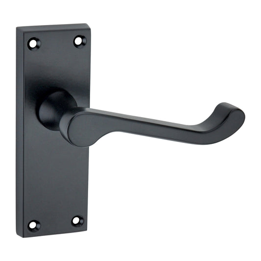 Victorian Scroll Latch Lever Handle 115mm Matt Black