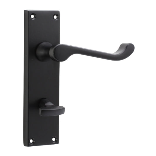 Victorian Scroll Privacy Lever Handle 150mm Matt Black