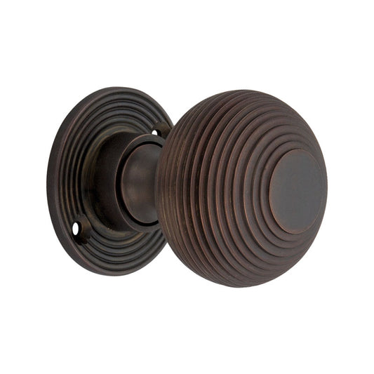 Beehive 50mm Rim/Mortice Door Knob Aged Bronze