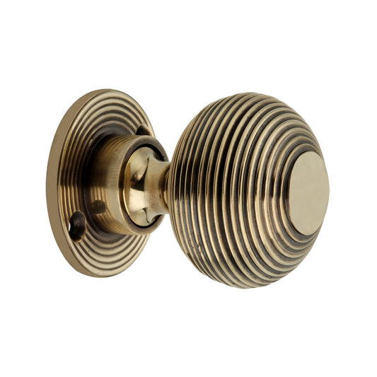 Beehive 50mm Rim/Mortice Door Knob Aged Brass