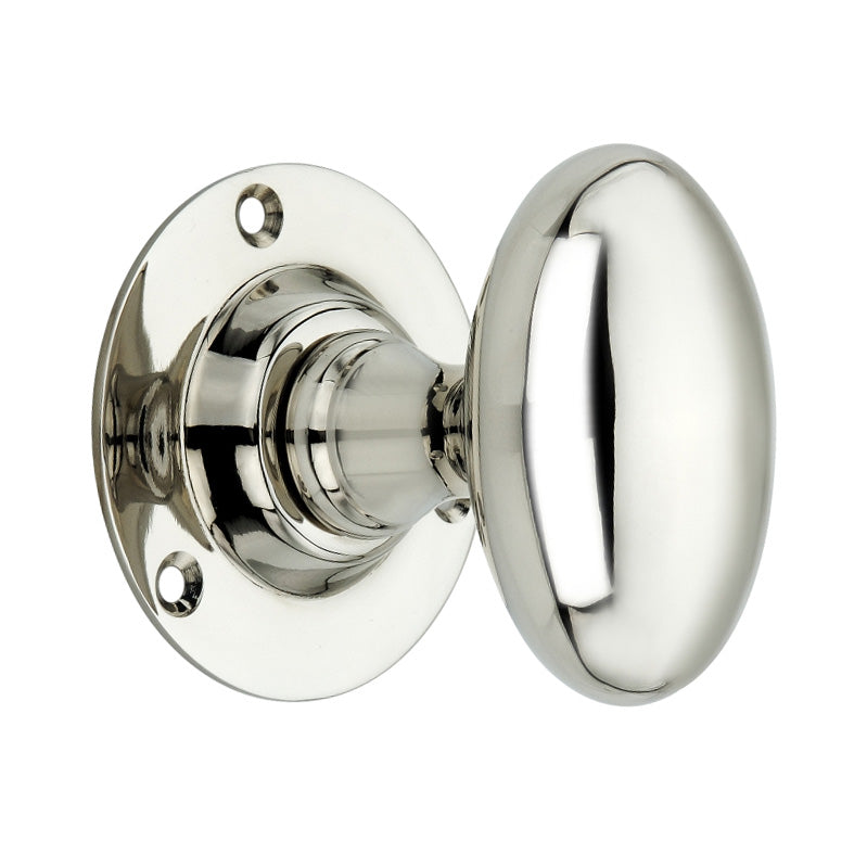 Oval Mortice Door Knob Polished Nickel