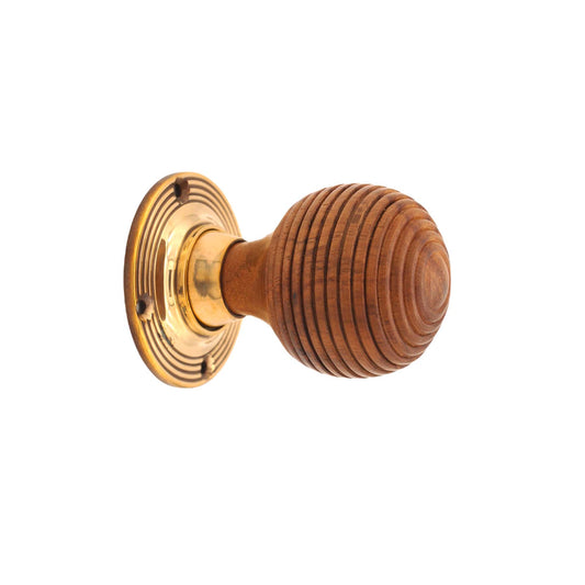 Rosewood Beehive Rim/Mortice Door Knob Aged Brass