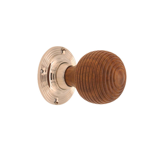 Rosewood Beehive Rim/Mortice Door Knob Polished Nickel