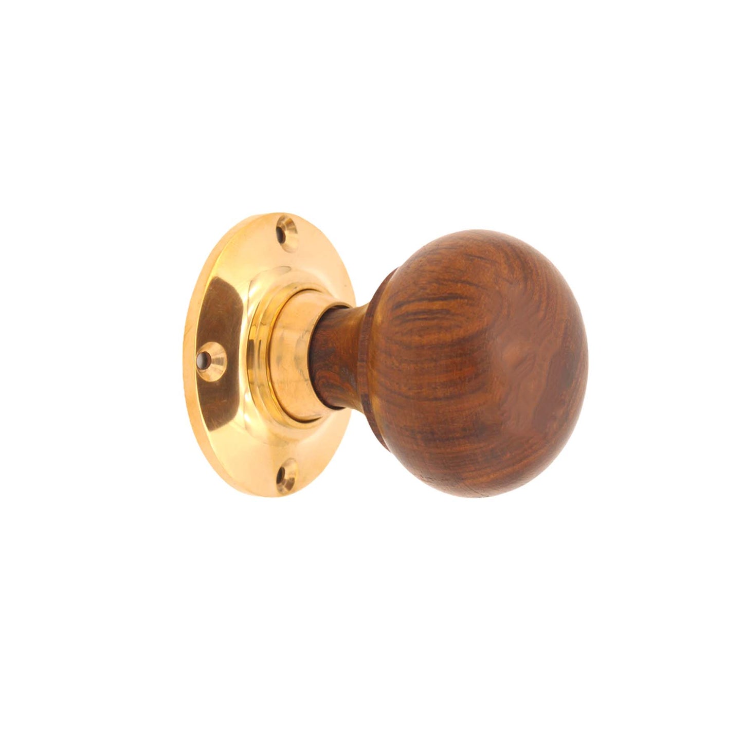 Rosewood Bun Rim/Mortice Door Knob Polished Brass