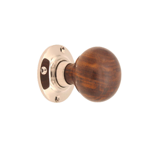 Rosewood Bun Rim/Mortice Door Knob Polished Nickel