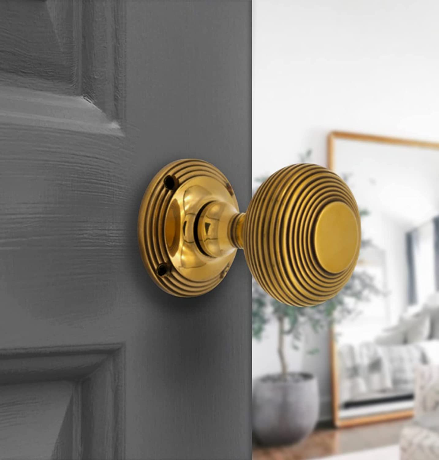 Beehive Door Knob 55mm Aged Brass