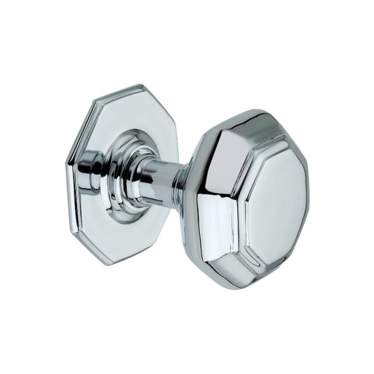 Octagonal Centre Door Knob Polished Chrome