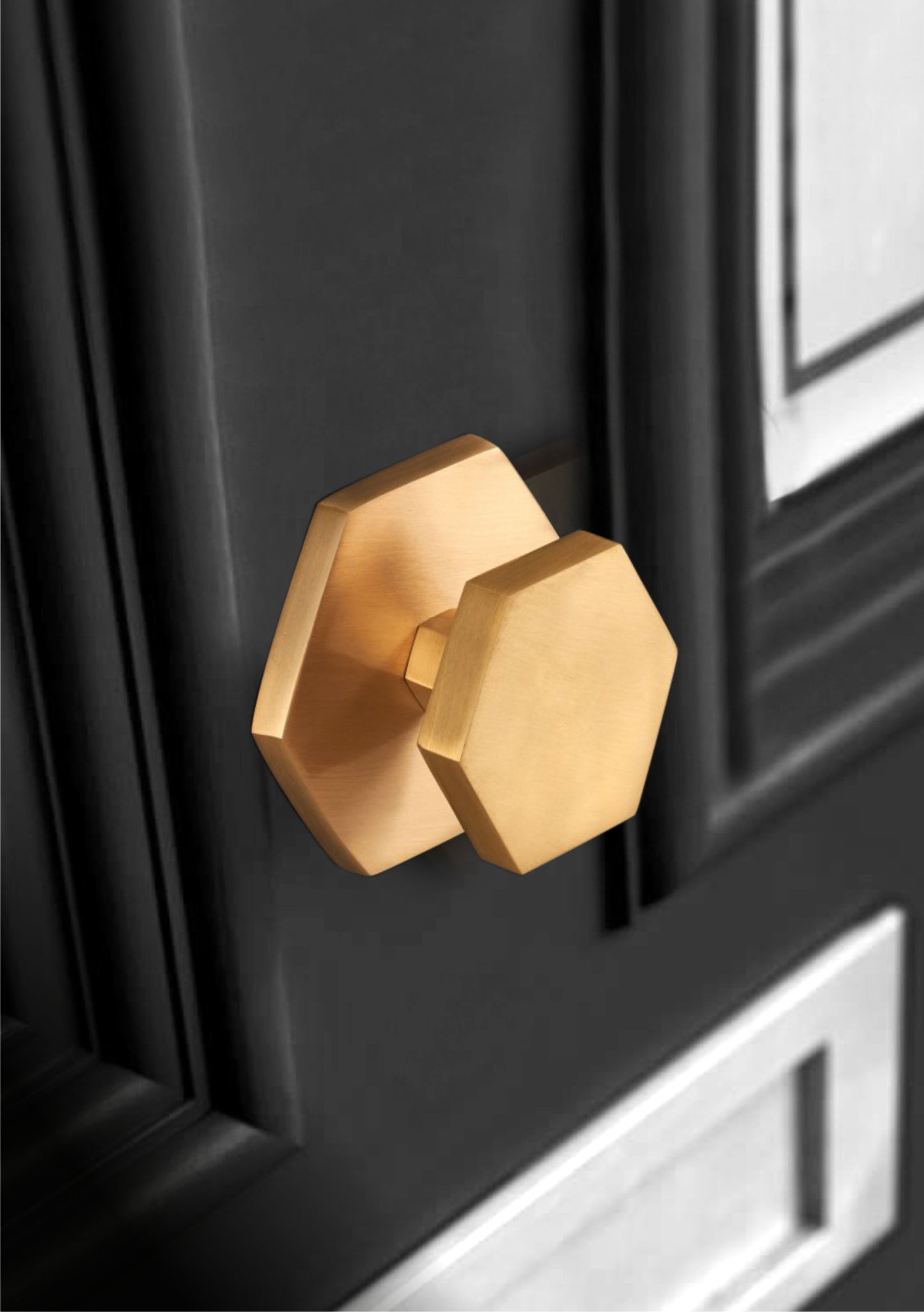 Hexagonal Centre Door Knob Satin Brass