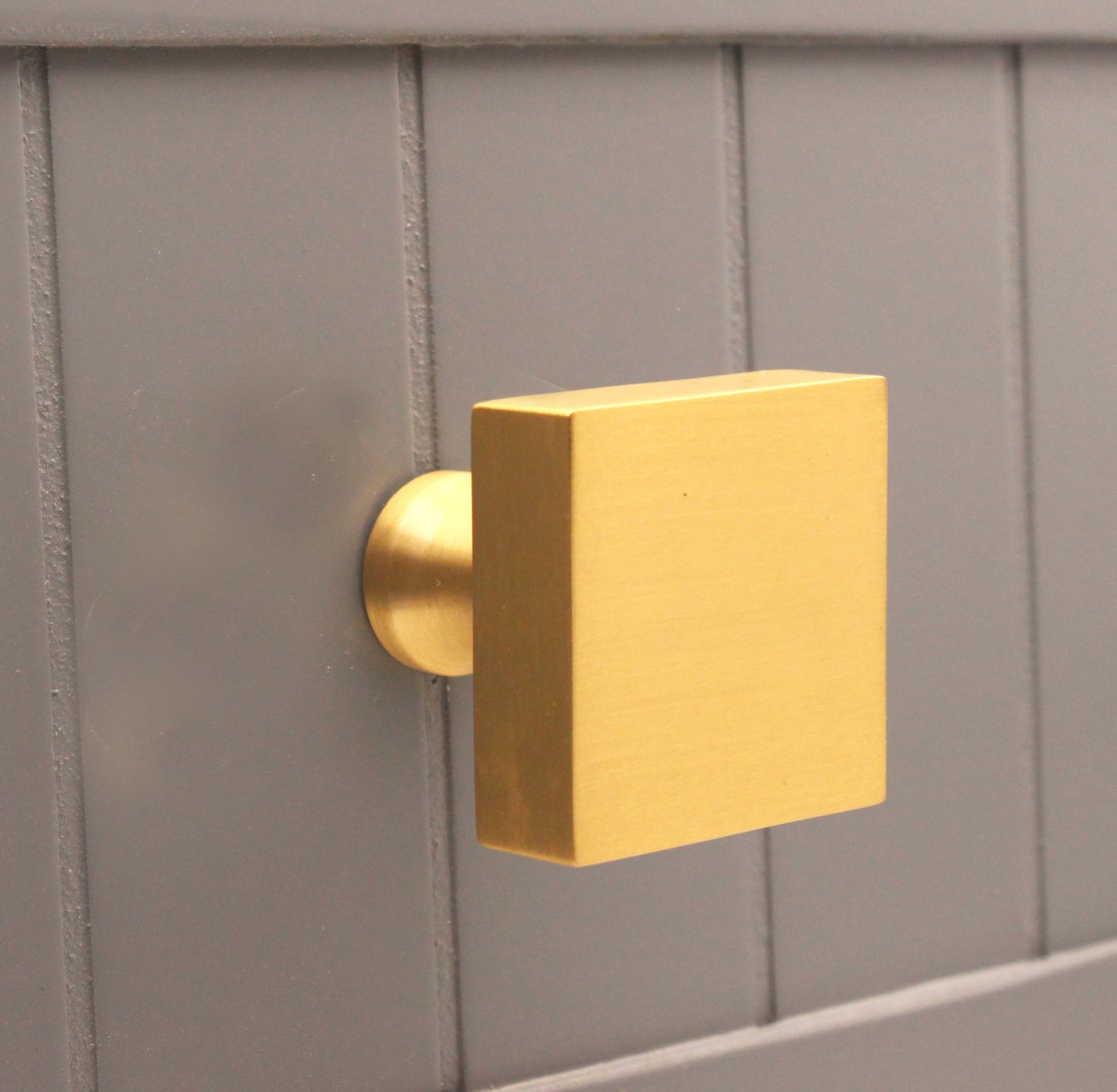 Square Cupboard Knob Satin Brass