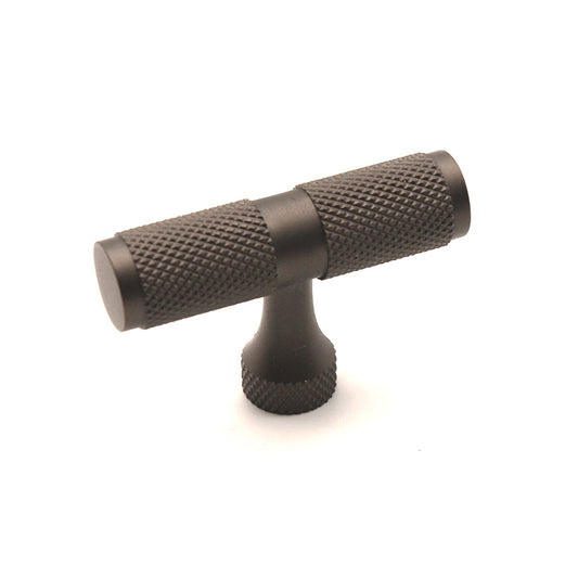 Knurled T bar Cupboard Pull Gunmetal Grey