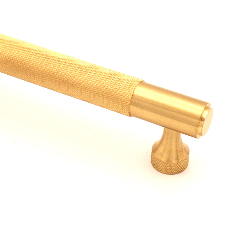 Knurled Bar Handles Small Satin Brass