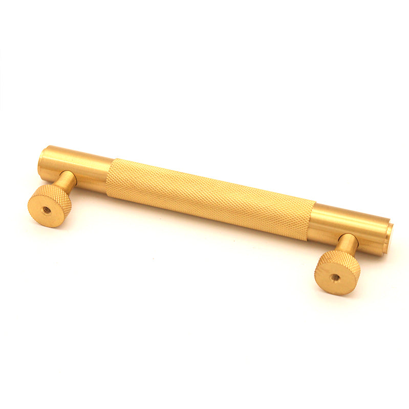 Knurled Bar Handles Small Satin Brass