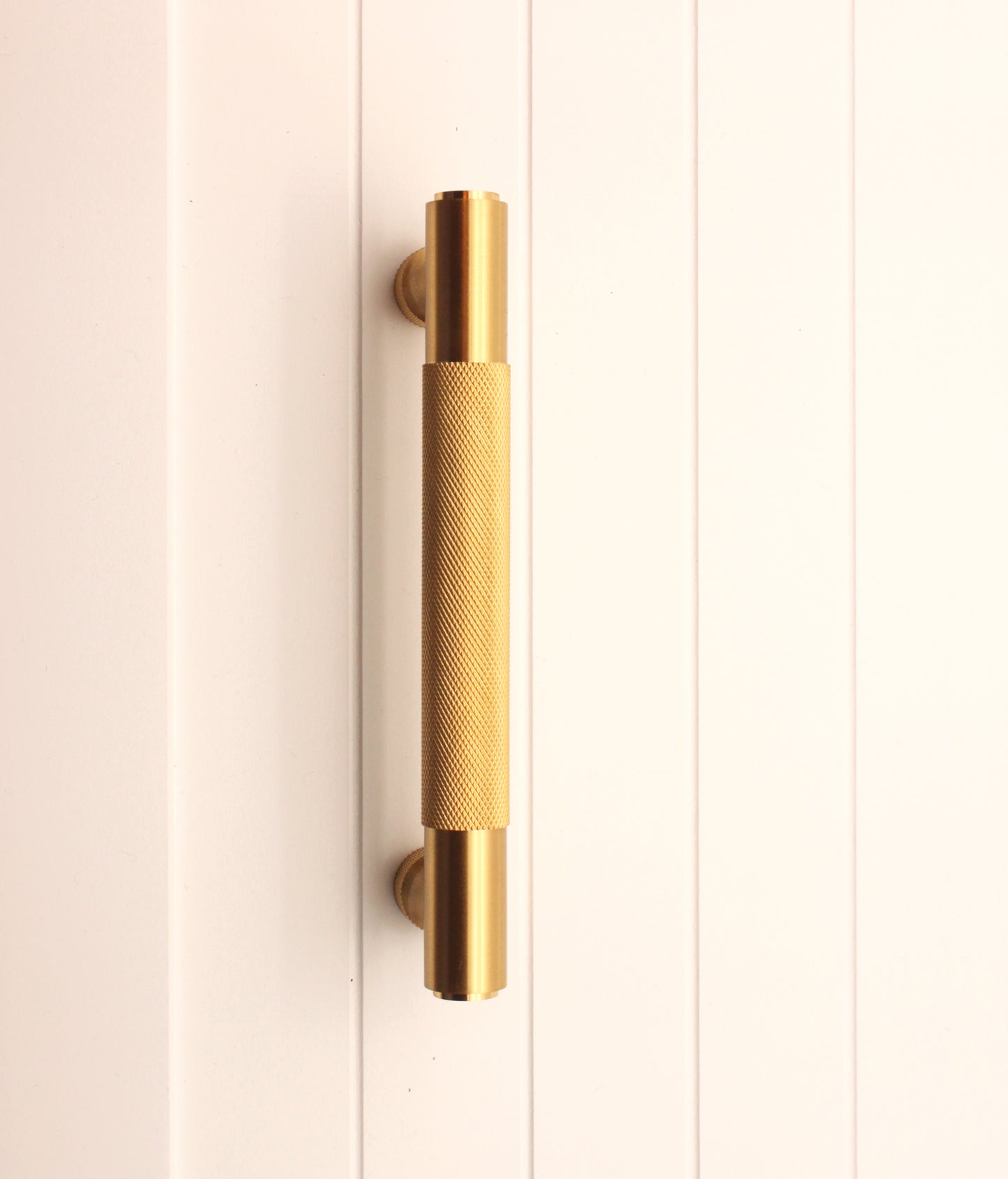 Knurled Bar Handles Small Satin Brass