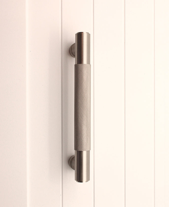 Knurled Bar Handles Large Satin Silver