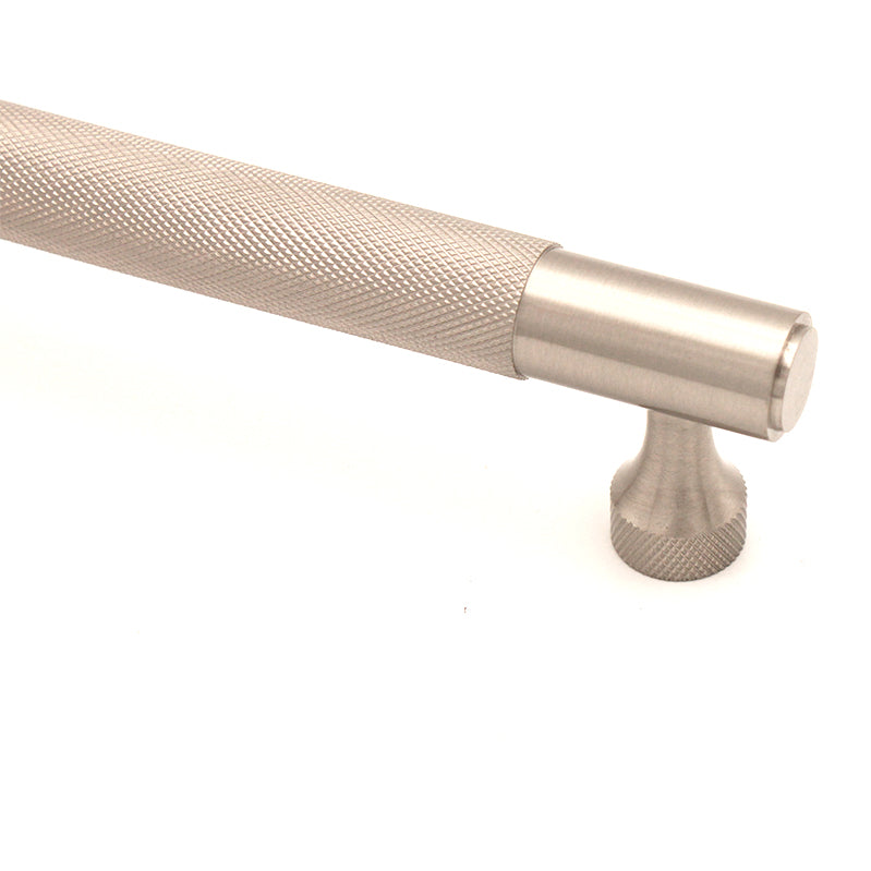 Knurled Bar Handles Large Satin Silver