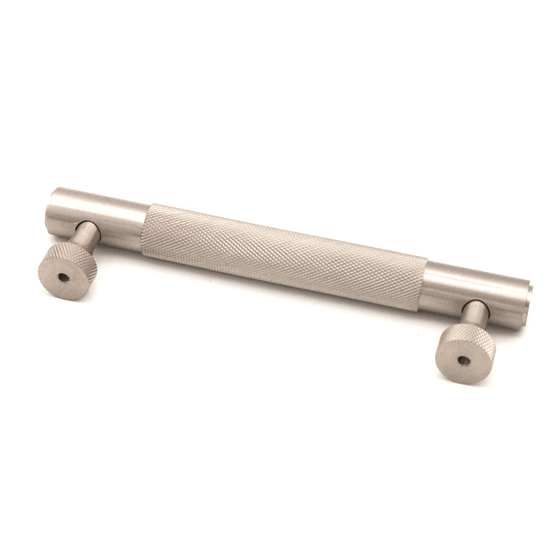 Knurled Bar Handles Large Satin Silver