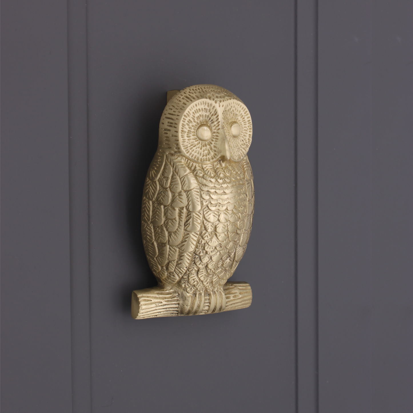 Owl Door Knocker Satin Brass