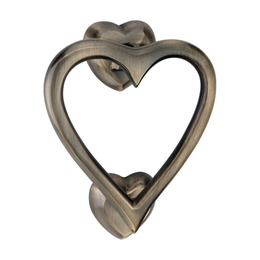 Heart Door Knocker Antique Brass